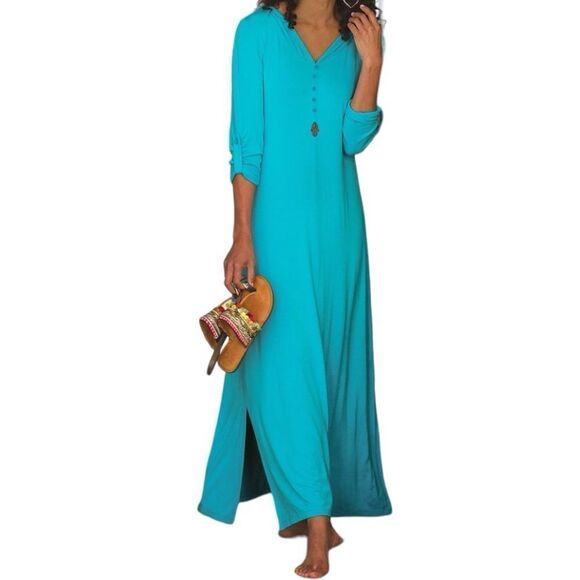 Soft Surroundings HAMSA Hooded CAFTAN Dress - Picture 2 of 13